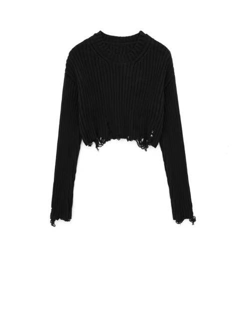 Rippstrick Cropped Pullover