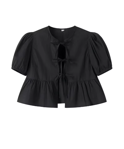 Peplum Tie-Front Bluse