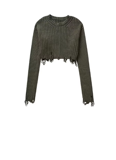 Rippstrick Cropped Pullover