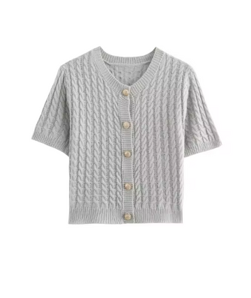 Pebble Strick Button-Up